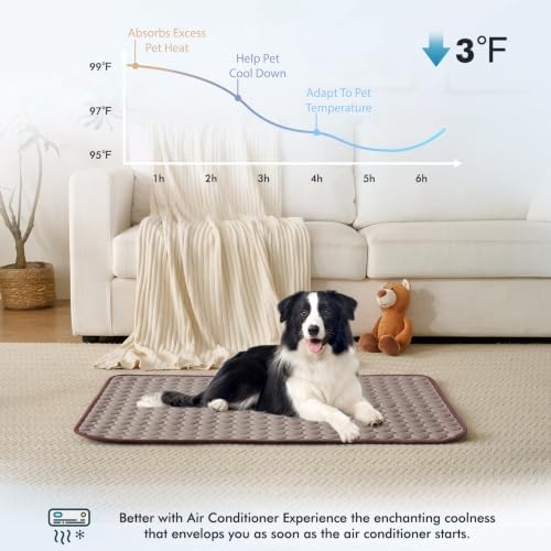 MICROCOSMOS Summer Cooling Mat & Sleeping Pad- Water Absorption Top, Materials Safe, Easy Carry, EZ Clean. Keep Cooling for Pets, Kids and Adults.(Brown, 24" x18") - Image 2
