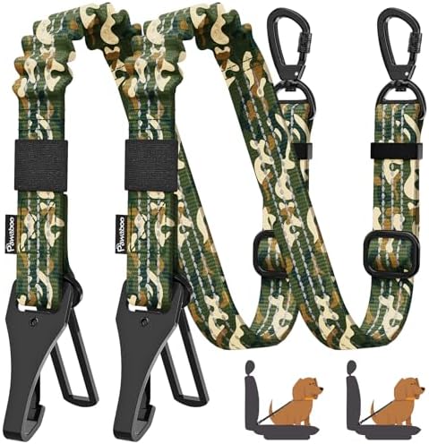 Pawaboo 2Pack Dog Car Seatbelt, 3-in-1 Dog Tether with Buckle & Hook Latch by Pawaboo