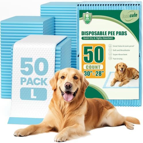 IMMCUTE Puppy Pee Pads,Large 30x28 Inch,50 Count,Super Absorbent Dog Pads by IMMCUTE