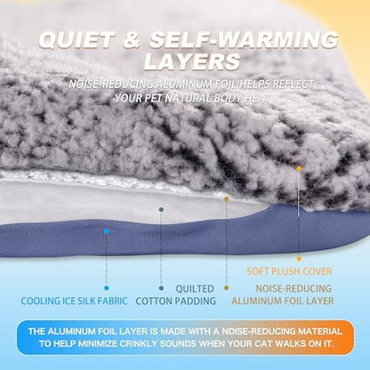 Self Warming Cat Bed, Reversible Cooling Mat for Cats, Dark Blue, 24x36 In - Image 5