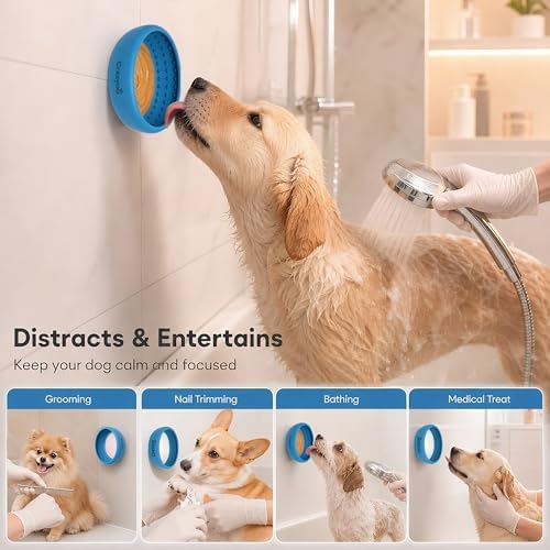 Dog Lick Bowl with Bone Chew Toy, Silicone Slow Feeder Lick Mat (Blue, L) - Image 5