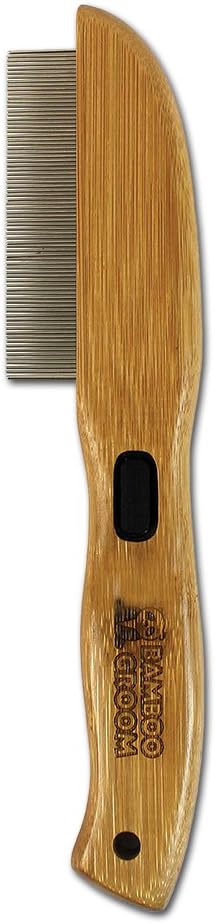 Alcott Bamboo Groom Flea Comb with 77 Rotating Pins for Pets