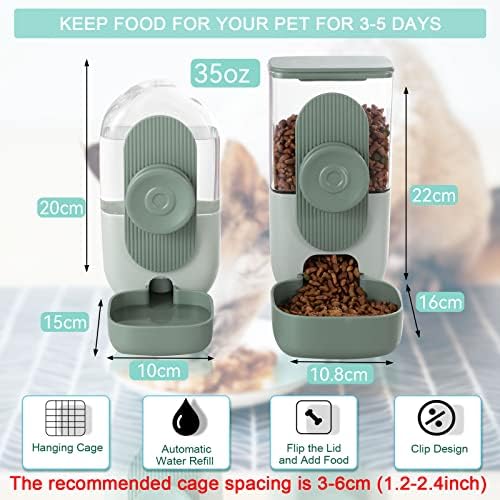 Lemtrflo Rabbit Feeder, Bunny Water Bottle Dispenser, Pet Cage Food Bowl - Image 5