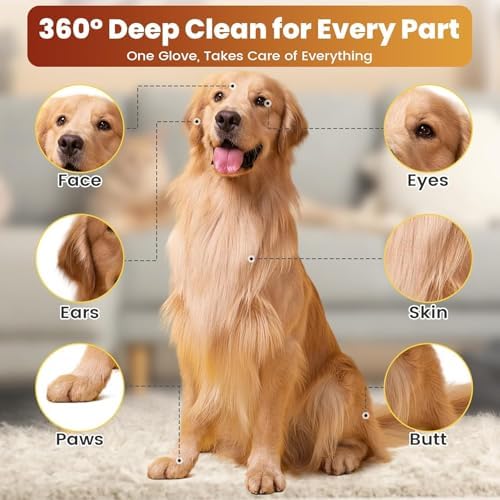 Thick Pet Glove Wipes for Dog & Cat - 6 Pack Disposable Grooming Gloves, Dog Bath Brush, Cat Shedding Glove, Pet Washing Mitt, Unscented - Image 3
