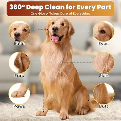 Thick Pet Glove Wipes for Dog & Cat - 6 Pack Disposable Grooming Gloves, Dog Bath Brush, Cat Shedding Glove, Pet Washing Mitt, Unscented - Image 3