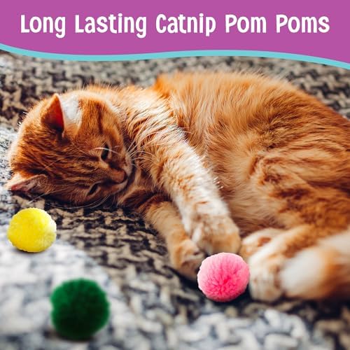 SPOT Wool Pom Poms Cat Toy - Interactive Wool Balls Cat Toy with Catnip for Cats and Kittens to Bite, Swat and Chase - 1.5 inch, 4 pcs - Image 6