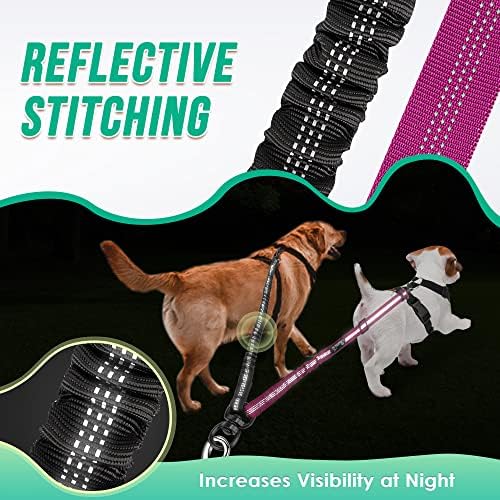 AUTOWT Two Dog Lead, 2 in 1 Upgraded Double Dog Leash Attachment Combine Adjustable Strap and Shock Absorbing Bungee No Tangle Dual Training Splitter for Different Size Dogs - Image 6