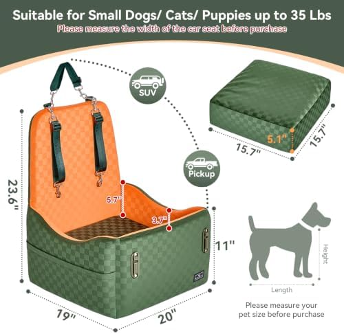 PETSFIT Pet Car Seat with Patented Safety System, 5" Elevated Cushion - Image 5