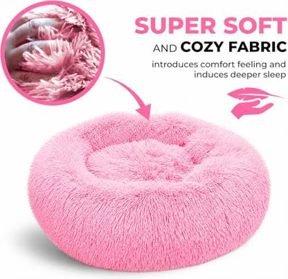 Whiskers & Friends Cat Beds for Indoor Cats, Fluffy Pink Cat Bed Small Dog - Image 5