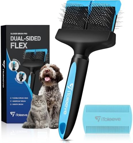 iToleeve Dual Flexible Head Slicker Brush, Round Tipped Pins, Skin Friendly by iToleeve