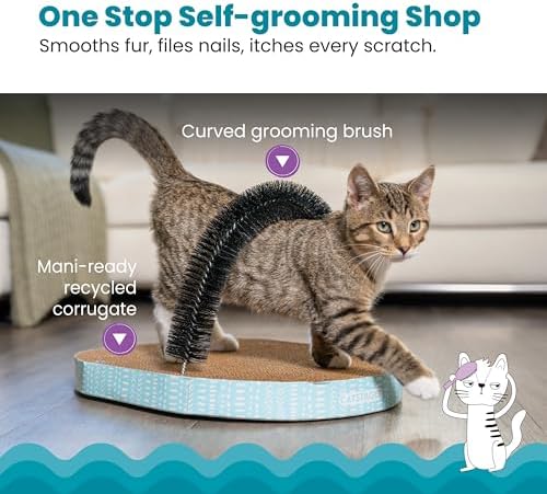 Catstages Scratch & Groom 3-in-1 Cat Scratcher, Brush, and Lounger, 18" - Image 3