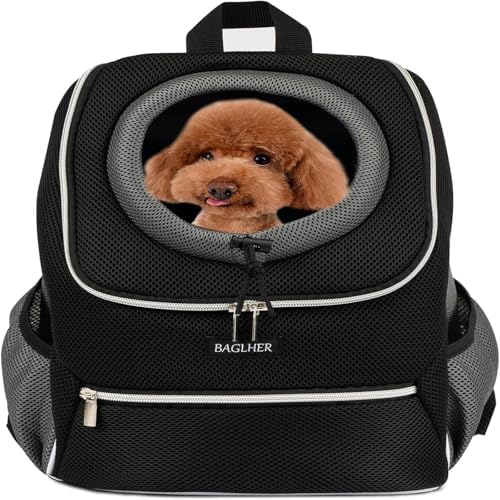 BAGLHER Dog Carrier Backpack for Small Dogs - Front Breathable Pet Backpack with Safety Buckle, Adjustable Hands-Free Design for Hiking, Cycling, Camping & Outdoor Use - Black, Size M (5-9 lbs) - Image 6