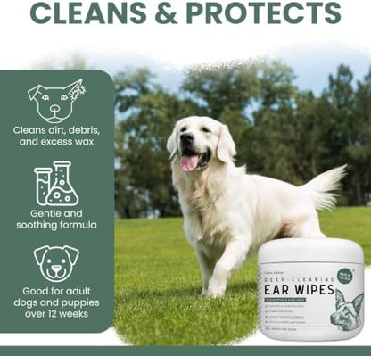 Deep Cleaning Dog Ear Wipes - 100 Wipes for Debris & Excess Wax - Image 3