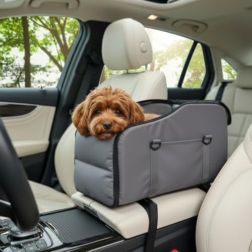Center Console Dog Car Seat for Small Dogs Under 13LBS Grey by YetstockDirect