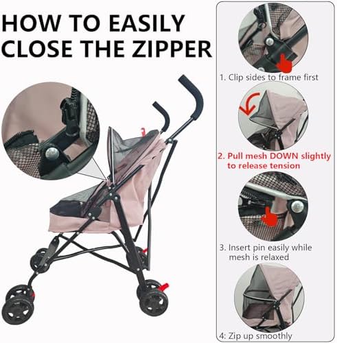 Cat Stroller Foldable Lightweight for Small Dogs Cats 0-15 lbs Pink - Image 3