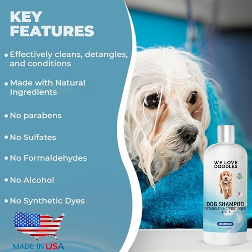 Dog Shampoo, Conditioner & Detangler, Gentle Tearless, Ocean Breeze, 16OZ - Image 2