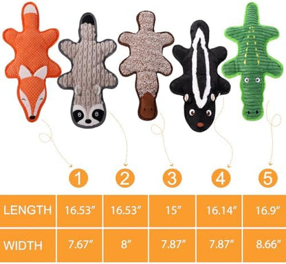 5 Pack No Stuffing Squeaky Dog Toys for Large Dogs - Interactive Durable Plush Chew Toy with Crinkle Paper, Safe Pet Toy for Small to Large Breed, Ideal for Puppy Gifts & Tug of War Toys - Image 7