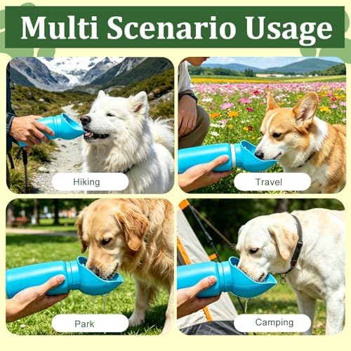 2 in 1 Foldable Dog Water Bottle, Leakproof Portable Pet Dispenser, Blue - Image 6