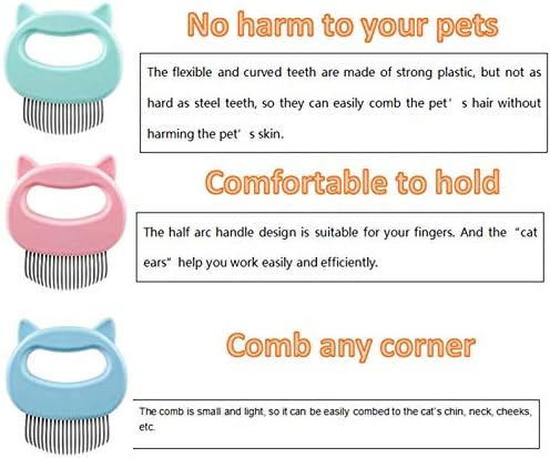 3 Pcs Cat Dog Comb Pet Hair Grooming Massage Comb, Cat Dog Hair Shedding Brush Pet Shell Comb for Removing Matted Tangled Fur and Loose Hair (Blue,Green, Pink) - Image 3