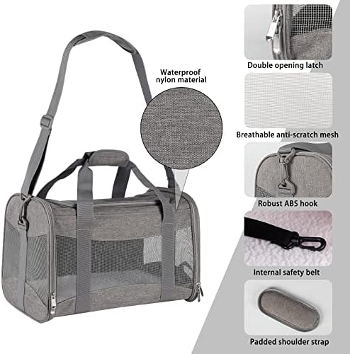 Cat Carrying Case - Pet Carrier Airline Approved, Protable and Breathable Pet Travel Carrier Removable Fleece Pad, Collapsible Cat Carrier Dog Carrier for Medium Cats Small Cats Dogs (X-Large, Grey) - Image 4