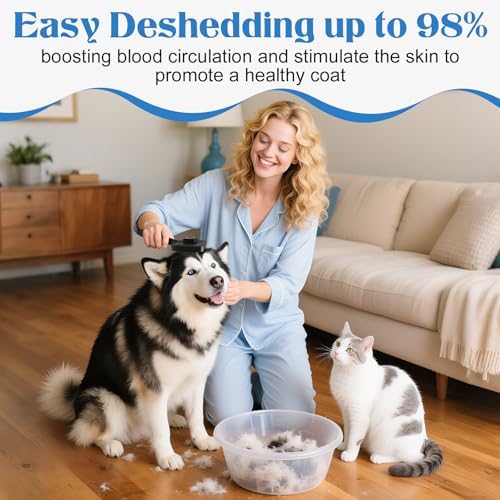 Self Cleaning Dog Brush for Shedding - Bristle Brush and Long/Short Needles Design, Skin Friendly, Slicker Deshedding Dog Brush, Hair Removal for Long & Short Haired Pets (Black) - Image 5