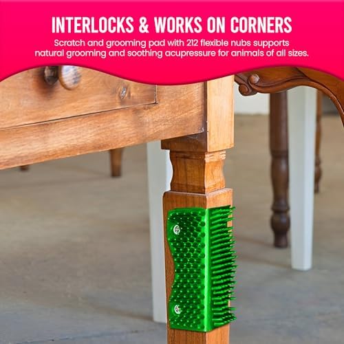 The Original ScratchnAll Animal Scratcher Pad, Flexible Acupressure Nubs & Interlocking Design, Very Durable & All-Weather, Great for Domestic, Barnyard and Zoo Animals - USA Made, Lime Green - Image 4