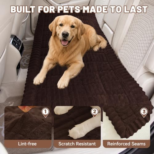Dog Bed for Car Back Seat, Waterproof Dog Blanket for Car, Dark Brown - Image 2