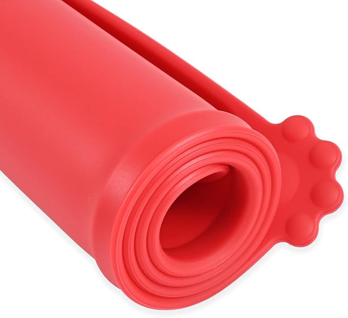 Silicone Waterproof Dog Cat Pet Feeding Mats, Non Slip, Easy Clean Pet Dog Cat Bowl Mats Placemat (24" x 16") Red