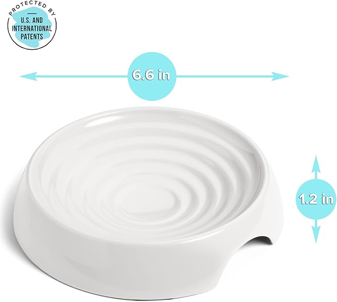 CatGuru Cat Bowls, Whisker Friendly Food Bowl for Indoor Cats, Reliefs Whisker Fatigue, Wide Kitten Dish, Non Slip Pet Dishes, Shallow Pet Plates (Marshmallow, (Pack of 2))