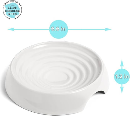 CatGuru Cat Bowls, Whisker Friendly Food Bowl for Indoor Cats, Reliefs Whisker Fatigue, Wide Kitten Dish, Non Slip Pet Dishes, Shallow Pet Plates (Marshmallow, (Pack of 2))