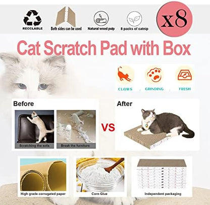 8 Packs in 1 Cat Scratch Pad, Cat Scratcher Cardboard,Reversible,Durable Recyclable Cardboard, Premium Scratch, Suitable for Cats to Rest, Grind Claws and Play - Image 6