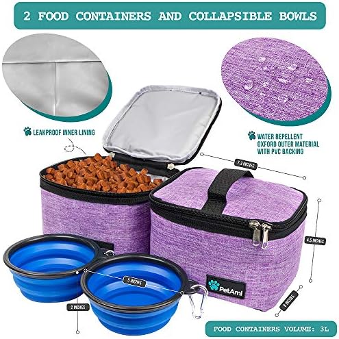 PetAmi Dog Travel Bag Organizer, Pet Supplies Diaper Tote, Purple Medium - Image 3