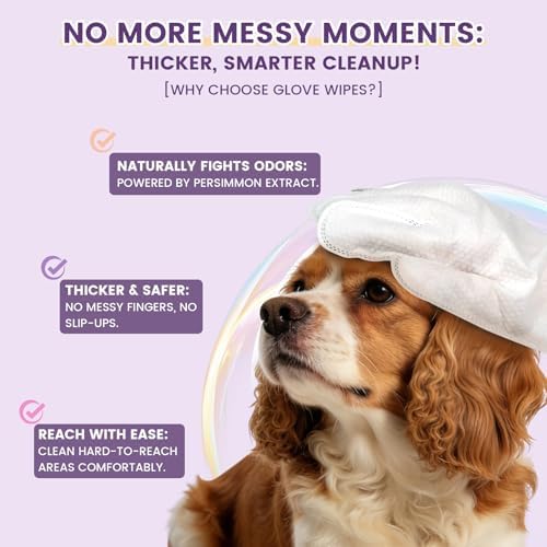 IMMHABI Hypoallergenic Pet Glove Wipes for Dogs & Cats, 50 Count - Image 4