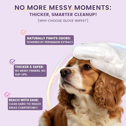 IMMHABI Hypoallergenic Pet Glove Wipes for Dogs & Cats, 50 Count - Image 4