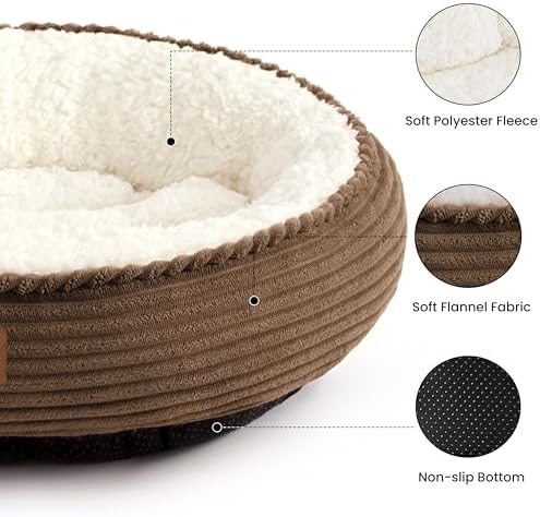 Love's cabin Round Donut Cat and Dog Cushion Bed, 30in Pet Bed for Medium or Large Dogs, Anti-Slip & Water-Resistant Bottom, Soft Durable Fabric Pet Beds, Washable Calming Cat Bed, Dark Brown - Image 2