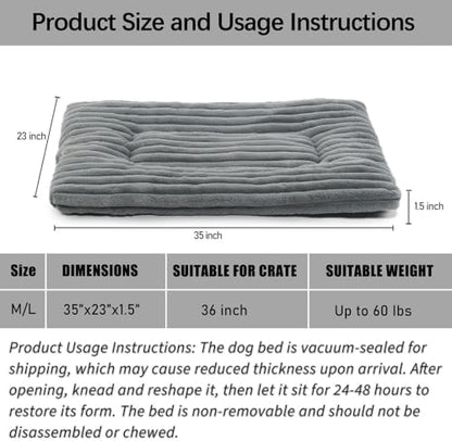 Dog Beds Crate Pad for Medium to Large Dogs Ultra Soft Dog Mat for Crate or Cage 36 Inch Washable and Anti-Slip Fluffy Flat Kennel Pad for Pets Cozy Sleeping Mattress Cushion,35" x 23",Grey - Image 4