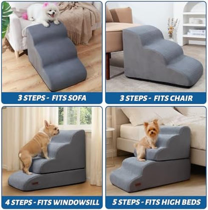Dog Stairs and Ramp for High Bed, 5-Step Dog Steps for Small Dogs and Cats - Image 2