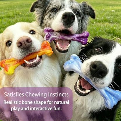 3 Pack Dog Chew Toys for Aggressive Chewers, Tough Bone - Image 4