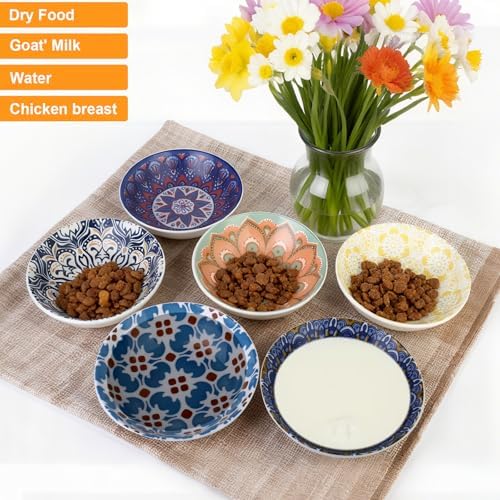 Ceramic Cat Food Bowls, 6 Pack 5.7-in Non-Slip Cat Dishes for Food, Water - Image 6