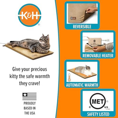 K&H Heated Cat Bed, Thermo-Kitty Mat Indoor, Safety Listed, 6W, Mocha/Tan - Image 3