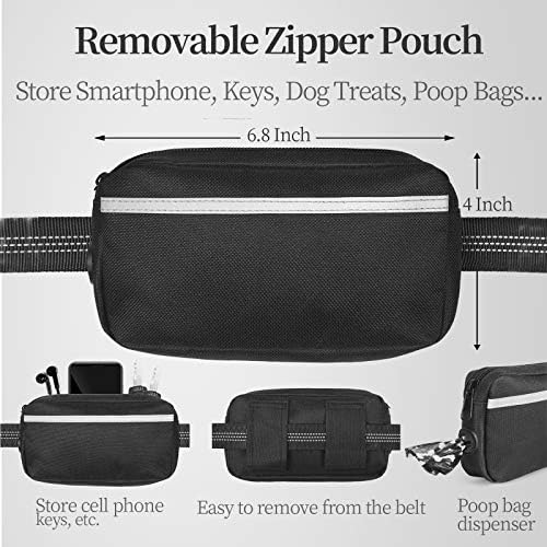iYoShop Hands Free Dog Leash with Zipper Pouch, Large, 25-120 lbs, Black - Image 2