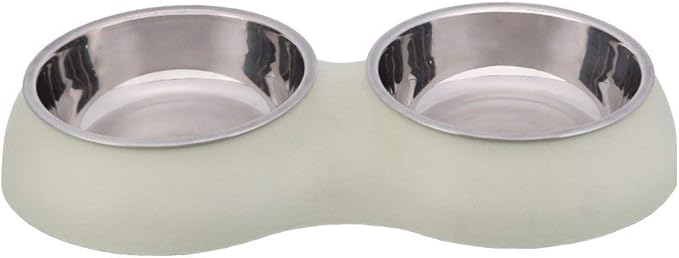 Double Dog Cat Bowls Set Cute Modeling Food Water Feeder No-Slip Stainless Steel Rabbit & Pet Bowls