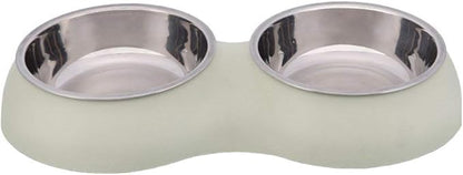 Double Dog Cat Bowls Set Cute Modeling Food Water Feeder No-Slip Stainless Steel Rabbit & Pet Bowls