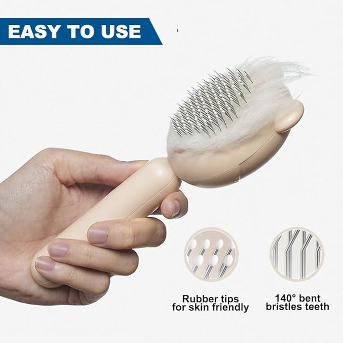 Dog Brush for Shedding, Gentle Self Cleaning Pet Brush with Release Button for Cats and Dogs, Easy to Remove Loose Hair Daily Grooming Tool During Shedding Season