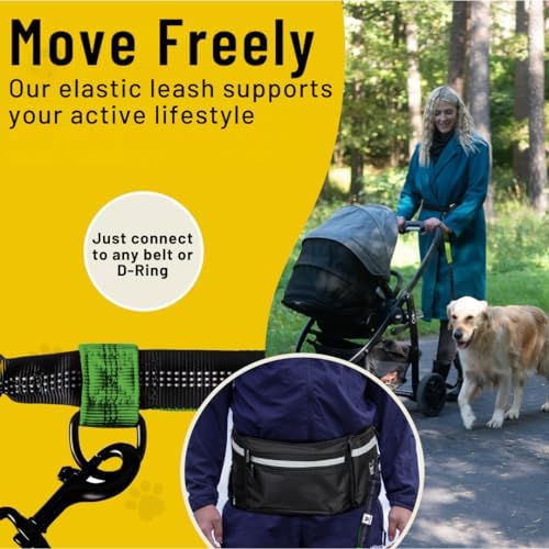 Hundefreund Hands-Free Dog Leash Replacement Bungee (47–67”) – Extension for Medium & Large Dogs – Shock-Absorbing with Dual Handles & Reflective Stitching (Green) - Image 5