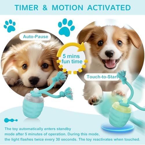 Interactive Dog Toy, [Newly Upgraded] Motion Activated Rolling Squeaky Ball for Medium/Large Dogs, Automatic Moving Dogs Ball for Boredom, USB Rechargeable(Cyan) - Image 4