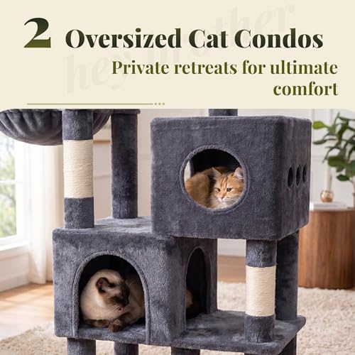 Hey-brother Cat Tree Tower with Stable L-Shaped Widen Base, Condo, MPJ086G - Image 3