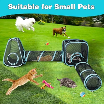 Outdoor Cat Enclosure, 4-in-1 Cat Tent Tunnel Playpen Set - Image 6