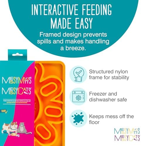 Messy Mutts Framed Multi-Surface Lick Mat, 9.5 Inch, Dogs Cats, Orange - Image 3
