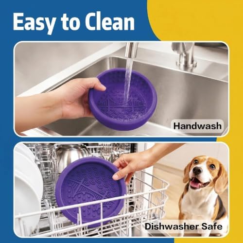Dog Lick Bowl & Slow Feeder Lick Mat, Purple, Small - Image 5
